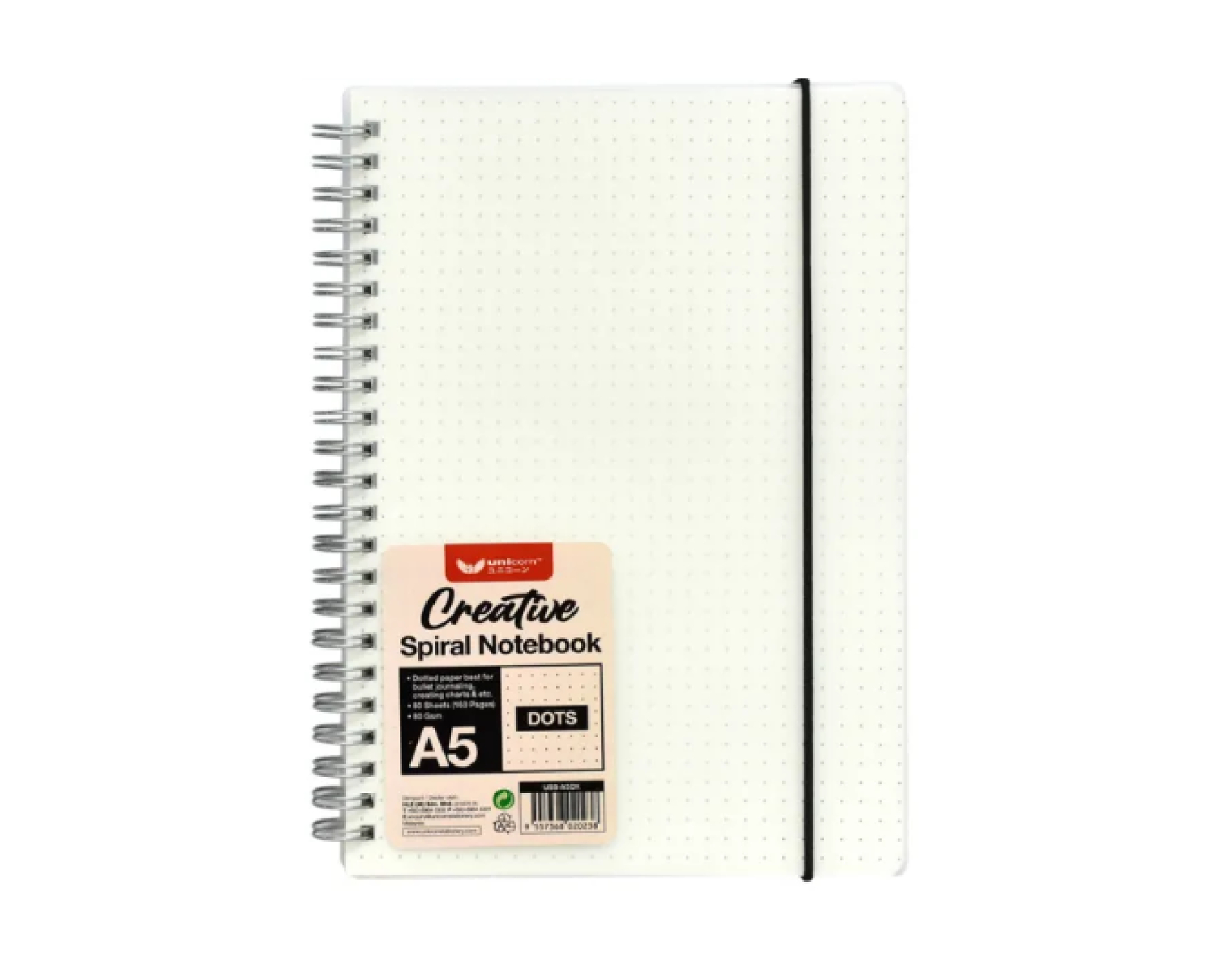 Unicorn A5 Spiral Notebook Transparent Dots (usb-A5dx)
