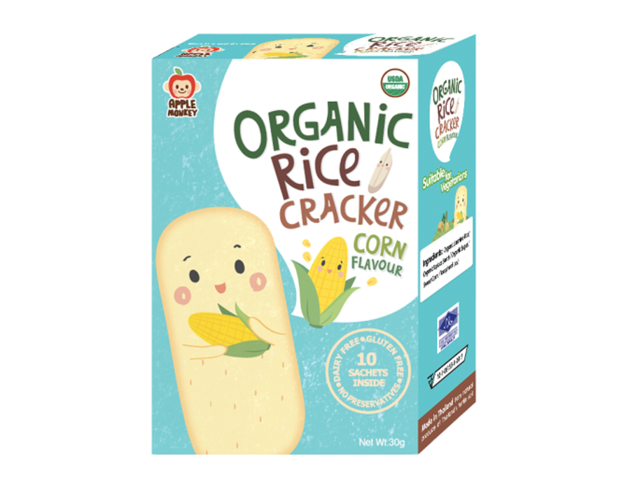 Apple Monkey Organic Rice Cracker Corn