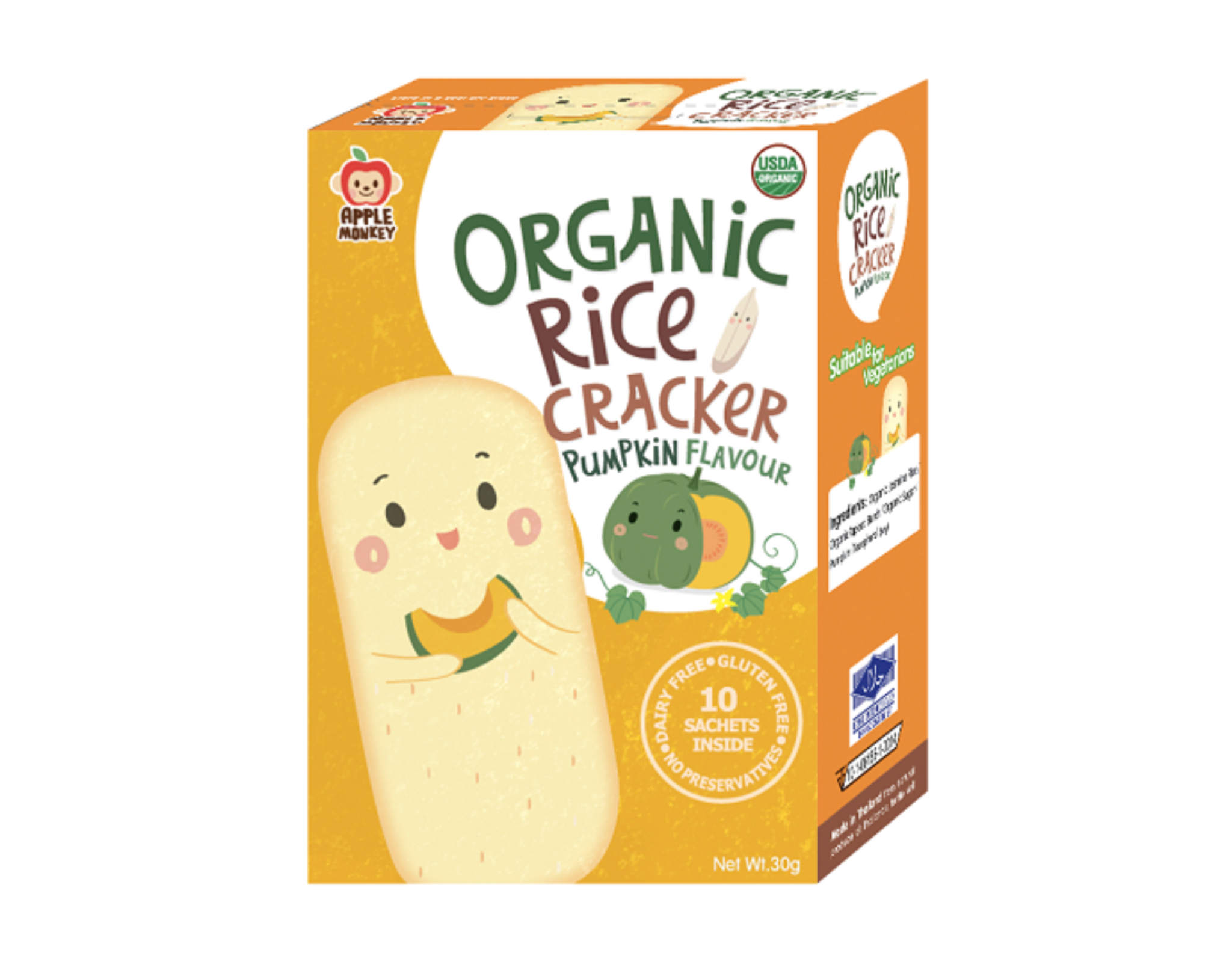 Apple Monkey Organic Rice Cracker Pumpkin