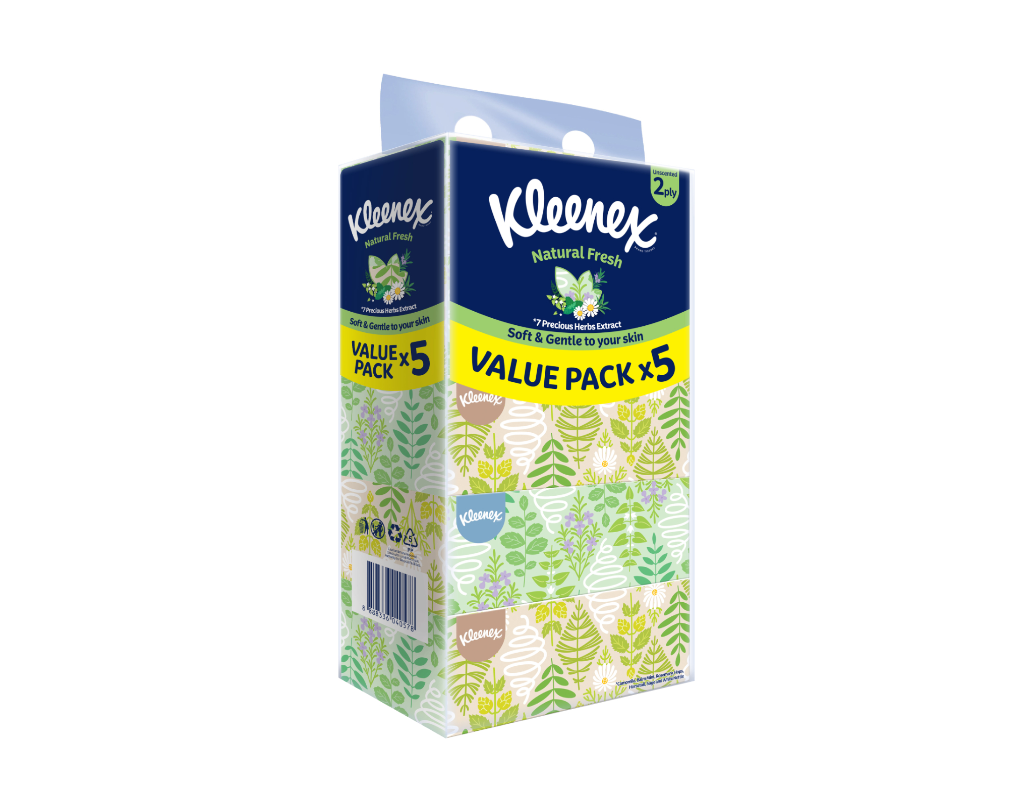 Kleenex Facial Tissue Natural Box 2Ply 5×120 pcs