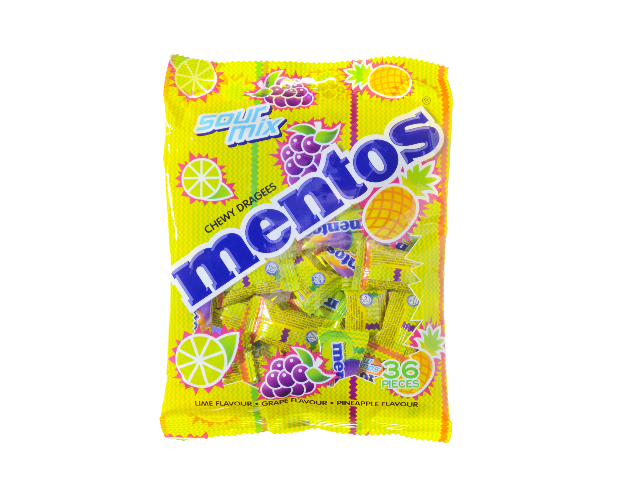 Mentos Sour Mix Chewy Dragee Bag, 97.2 g