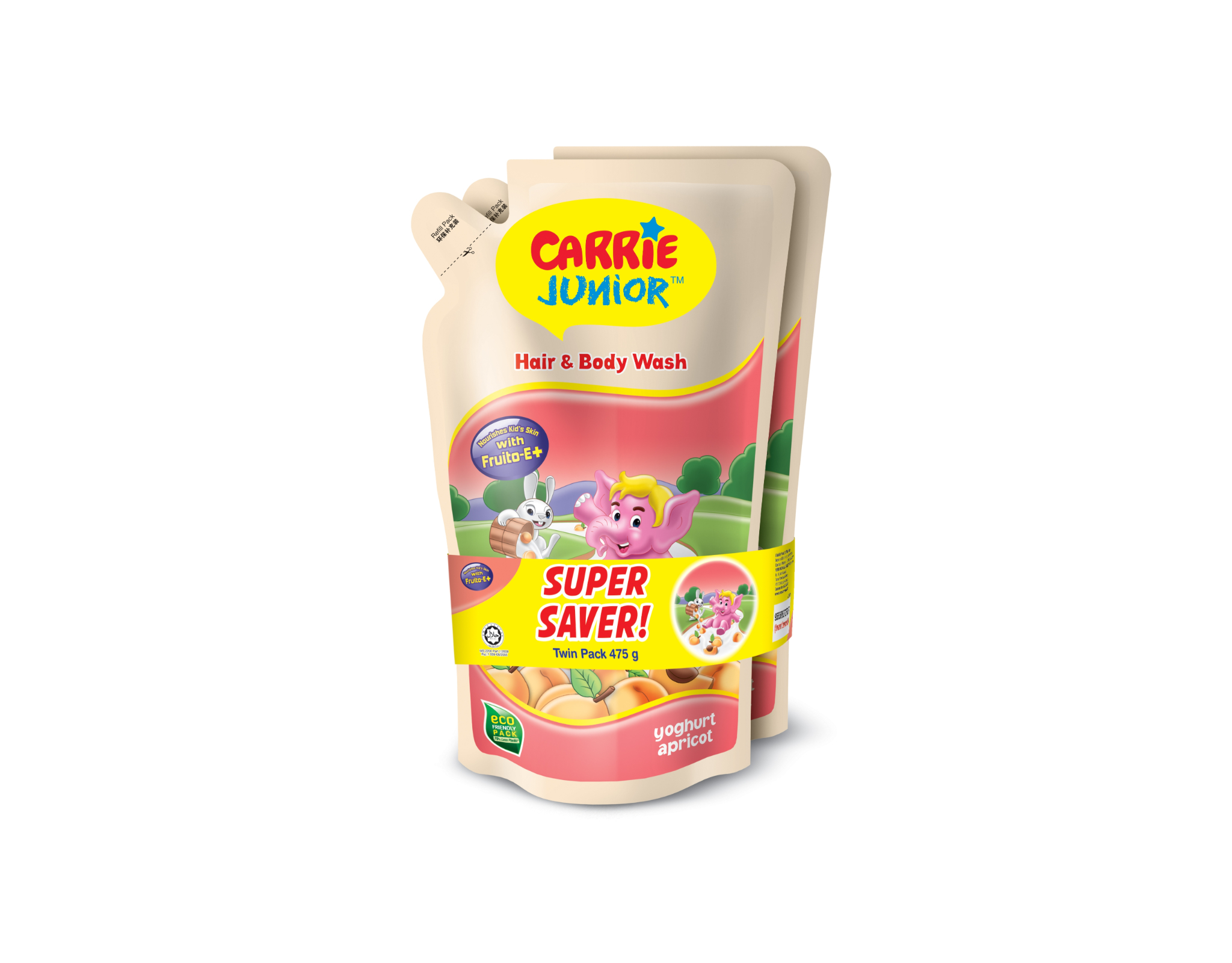 Carrie Hair & Body Wash Yoghurt Apricot Refill Twin Pack