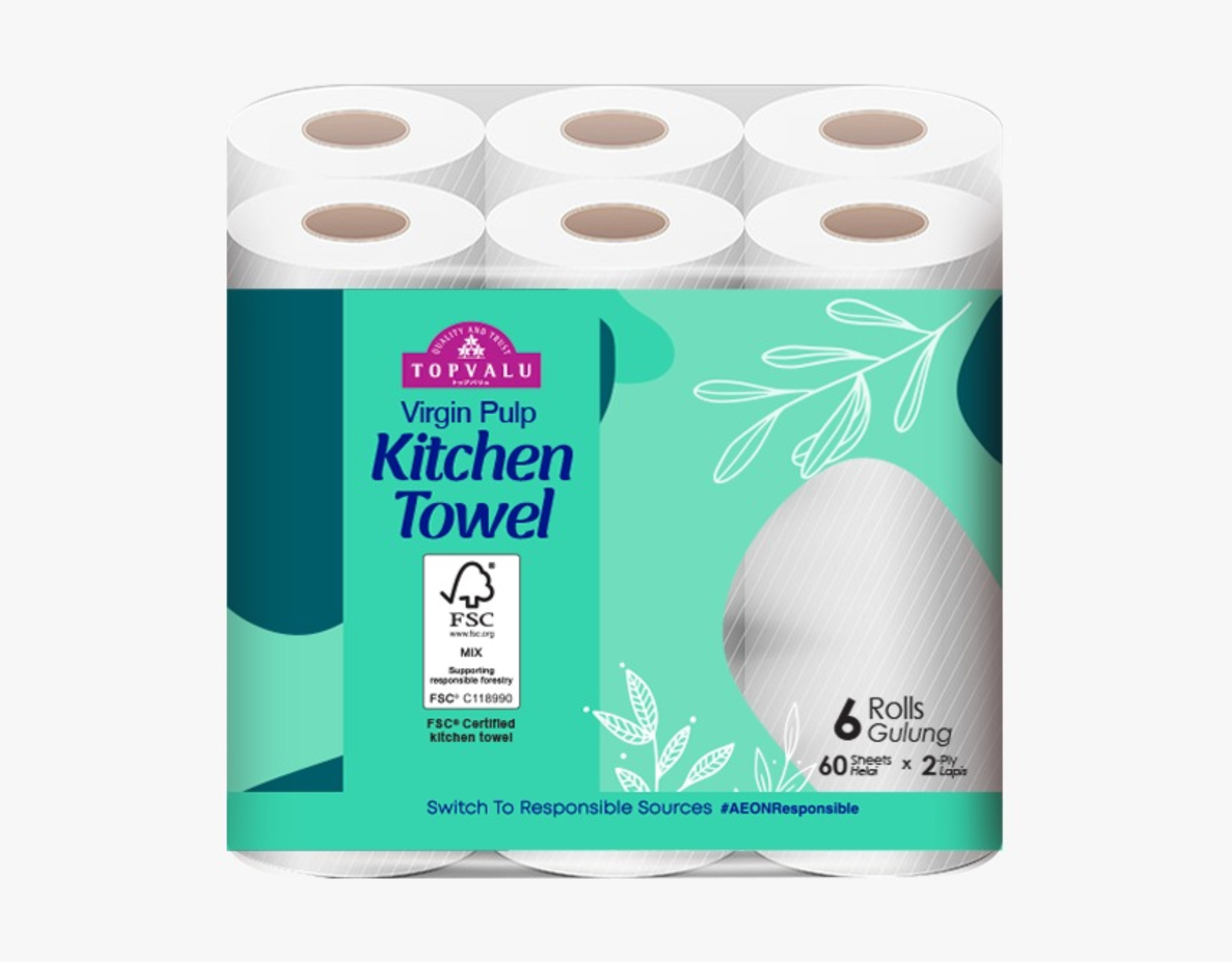Topvalu Kitchen Towel, 6 x 60 sheets