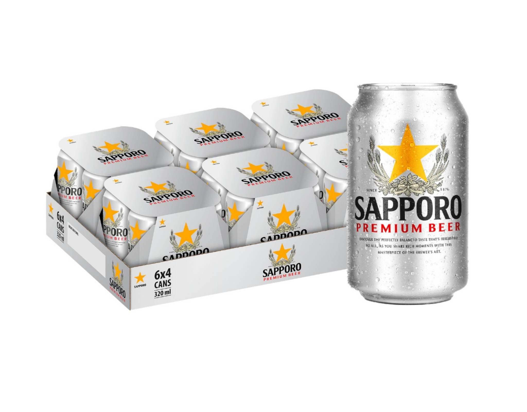 Sapporo Lager Beer, 6x4x320ml – Balanced Taste