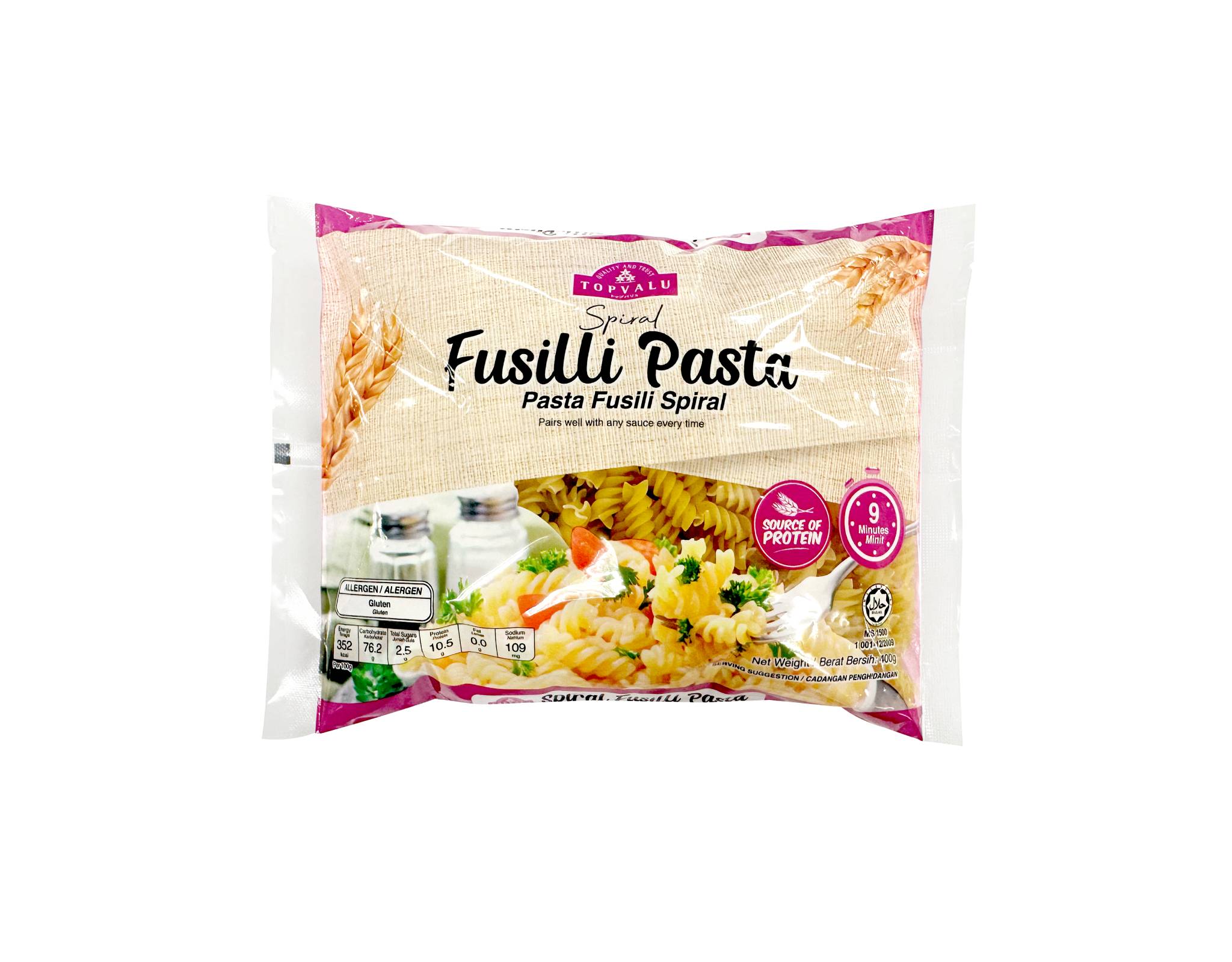 Topvalu Spiral Fusilli Pasta 400 g