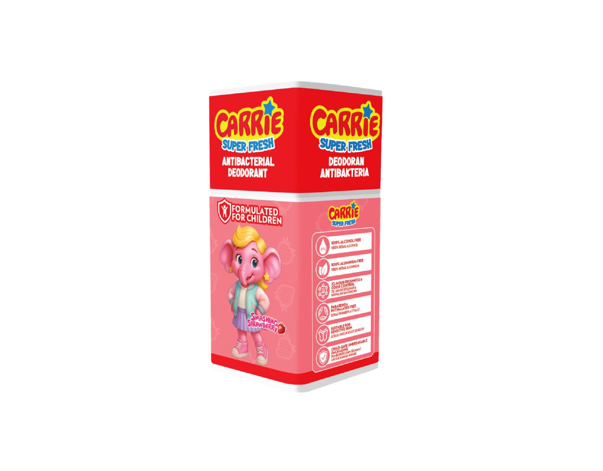 Carrie Super Fresh Antibacterial Deodorant Smashing Strawberry