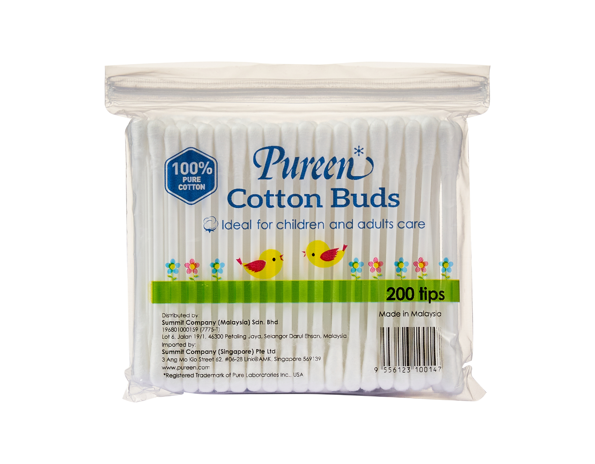 Pureen Cotton Buds Polybag, 200 Tips