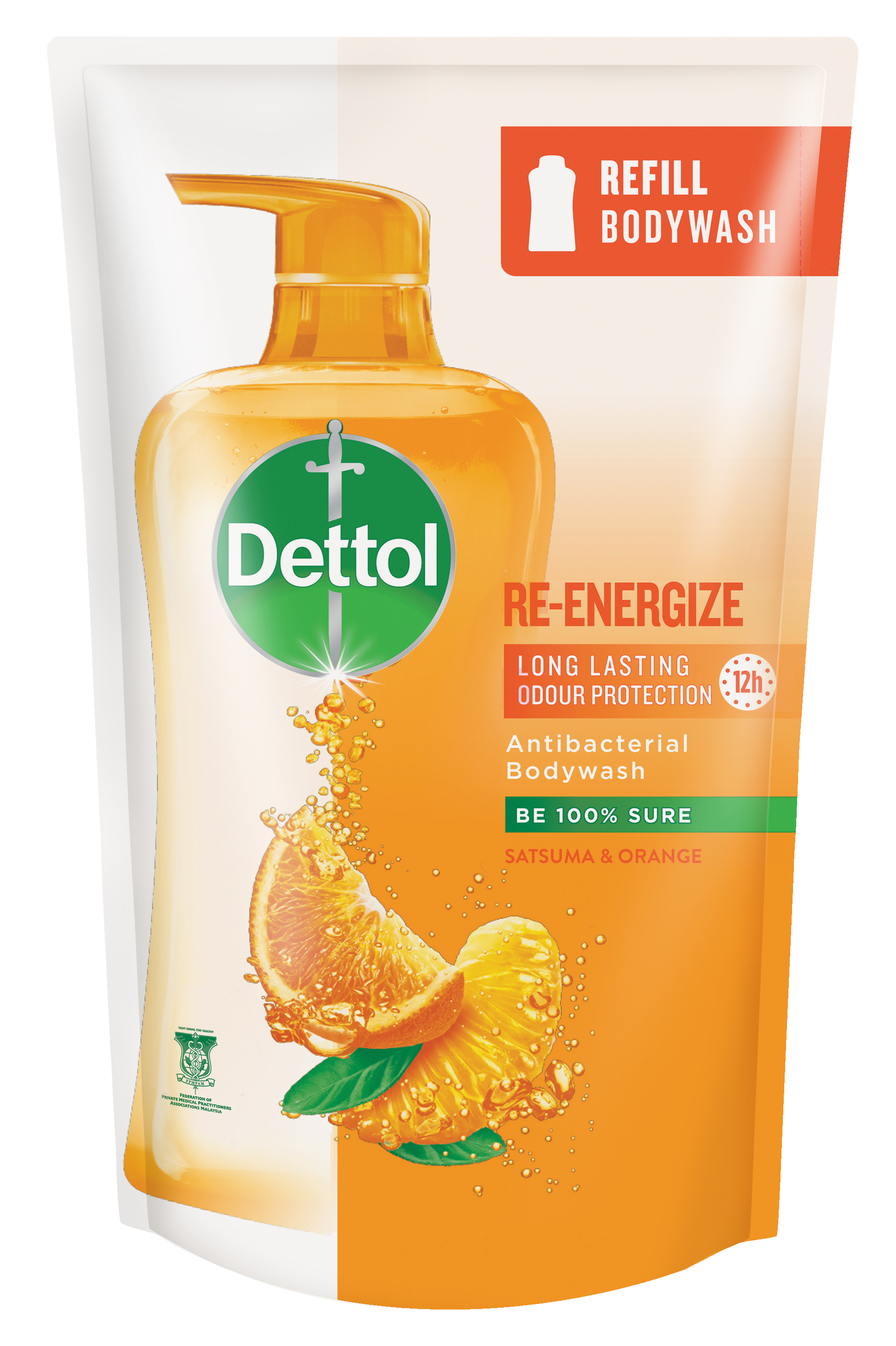 Dettol Shower Gel Re-Energize Refill Pouch