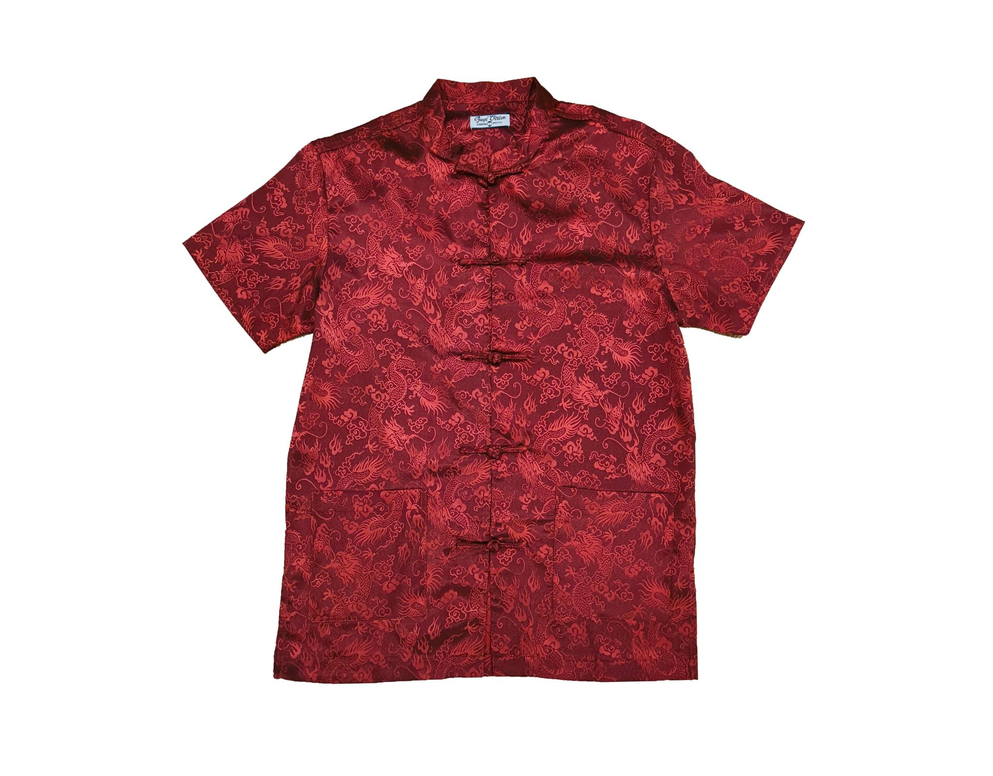 Guys Vision CNY25 Short Sleeve Satin Samfu Candy Red | myaeon2go